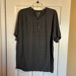 01. Algo men’s gray performance short sleeve henley shirt size XL